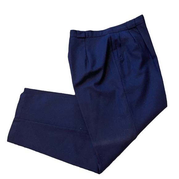 Vintage by Savannai Pants Womens 18 Navy Blue Wool Pleated  High Rise Trouser - Picture 14 of 14